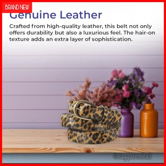 Genuine Leather Belt with Brass Buckle, 1\